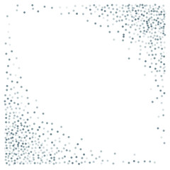 Silver glitter background, metal christmas confetti falling. light magic shining Flying glitter dots, sparkle particles vector border backdrop. shimmer shiny halftone