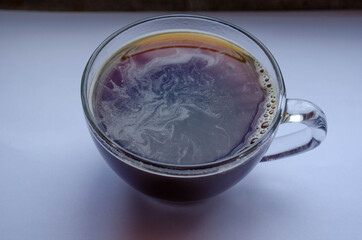 A cup of black coffee. Morning drink.