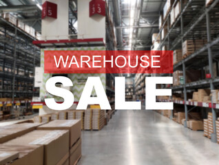 The word WAREHOUSE SALE is clearly written against the background of an image of a department store...
