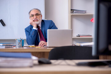 Old male boss employee working in the office