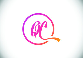 Q C Initial Letter Logo design, Graphic Alphabet Symbol for Corporate Business Identity