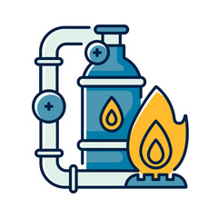 Gas industry RGB color icon. Energy business. Natural resources exploitation. Crude materials, fossil fuel manufacturing. Gas supply isolated vector illustration