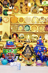 ISTANBUL, TURKEY - APRIL 01, 2013: Classical Turkish ceramics on the market