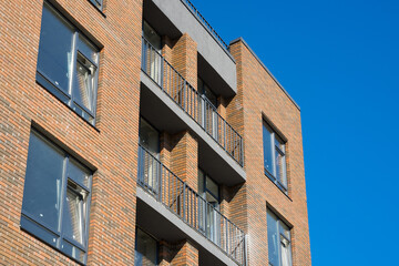 Fototapeta premium New Scandinavian style apartment building under construction.