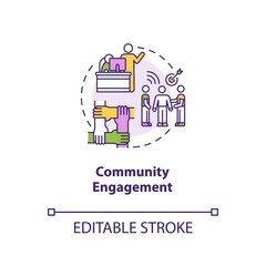 Community engagement concept icon. Teamwork for project. Union support. Partnership for work idea thin line illustration. Vector isolated outline RGB color drawing. Editable stroke