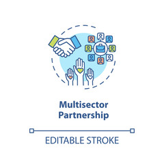 Multisector partnership concept icon. Partnership in business. Corporate stakeholders cooperation idea thin line illustration. Vector isolated outline RGB color drawing. Editable stroke