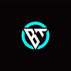 B T initial logo modern triangle with circle