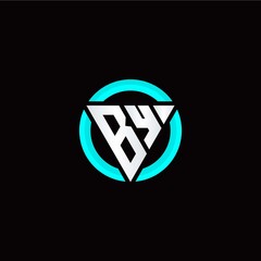 B Y initial logo modern triangle with circle