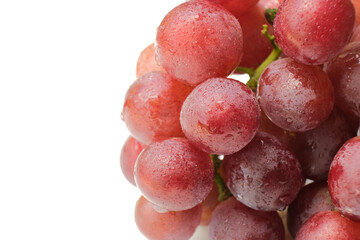 Closeup bunch of fresh red purple grape, with copy space for text
