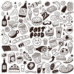 fast food - doodles set
