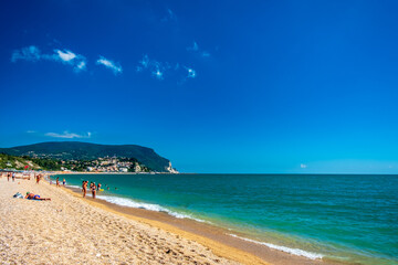 The beautiful sea of Numana in Conero, Ancona province, Marche region.