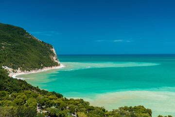 The beautiful sea of Sirolo in Conero after a big storm, Ancona province, Marche region.