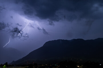 Lightning over mountain