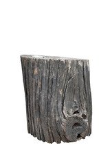 Old black wood on a white background