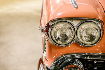 beautiful retro car of pink color.