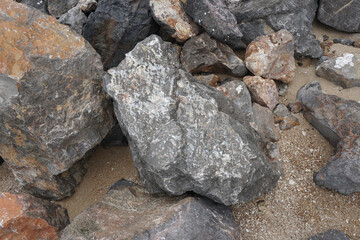 Fototapeta na wymiar Limestone rock found on the eastern coast of Thailand