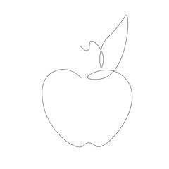 Apple line drawing on the white background. Vector illustration