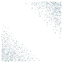 Silver glitter background, metal christmas confetti falling. light magic shining Flying glitter dots, sparkle particles vector border backdrop. shimmer shiny halftone