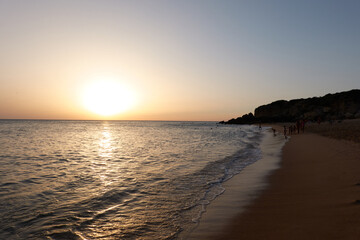 Sunset at Cala El Frailecillo in the Calas de Roche de Conil de la Frontera. Cadiz Andalusia. Spain
