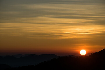 The beautiful Sunset and mountains.