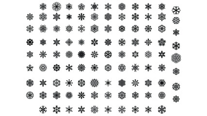 Set Black Colleciton Line Snowflake Doodle Winter Decoration Elements Vector Design Style