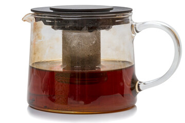 Transparent teapot with tea