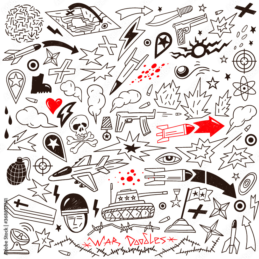 Wall mural war - doodles collection