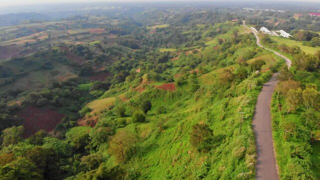 Aerial view of stunning mountainous scenery in Nasugbu, Batangas, forward movement