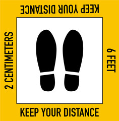 Social distancing, Keep your distance sign icon, People wait in line keep distance for 2 centimeters or 6 feet, health protection, new normal,vector illustration
