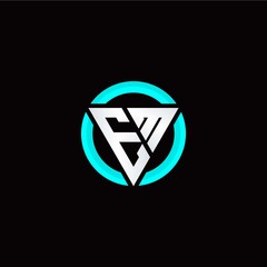 E M initial logo modern triangle with circle