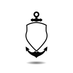 Sea and nautical typography badge and design element with shadow