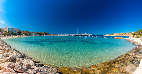 Port Adriano beach in summer, El Toro, Majorca, Balearic Islands, Spain