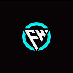 F H initial logo modern triangle with circle