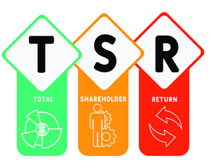 TSR - Total Shareholder Return. business concept background.  vector illustration concept with keywords and icons. lettering illustration with icons for web banner, flyer, landing page, presentation