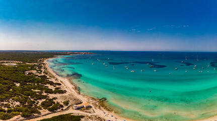 Fototapeta na wymiar Majorca Es Trenc ses Arenes beach in Balearic Islands, Spain, July 2020