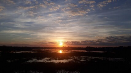 sunset over the river