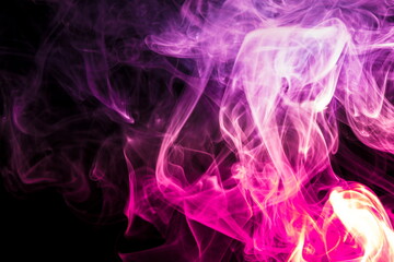 Colored smoke on black background