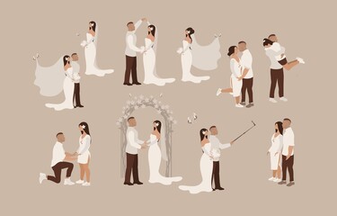 wedding scene set groom bride