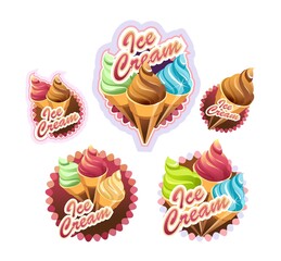 ice cream cone emblem set