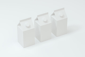 Blank milk box with white background, 3d rendering.