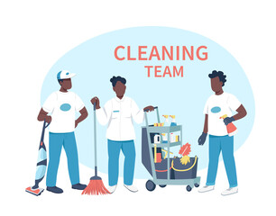 Housekeeping business flat color vector faceless characters