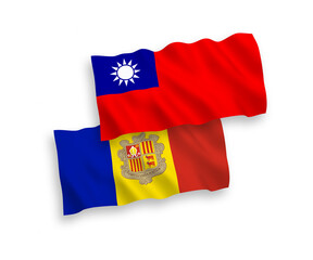 Flags of Andorra and Taiwan on a white background