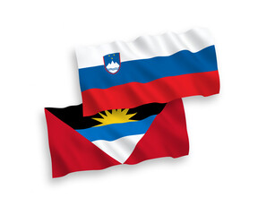 Flags of Slovenia and Antigua and Barbuda on a white background