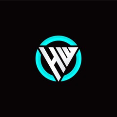 H W initial logo modern triangle with circle