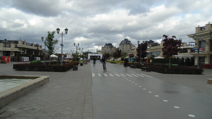 Russia. Kazan. May 19, 2019 Embankment of the city with a park area and a bike path.
