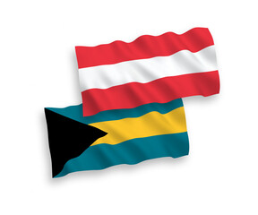 Flags of Austria and Commonwealth of The Bahamas on a white background