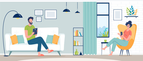 Young couple spend time at home 