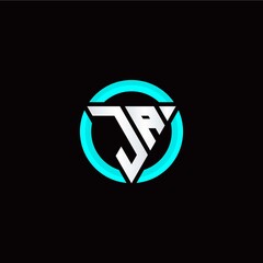 J A initial logo modern triangle with circle
