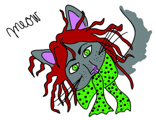 Vector cat woman illustration