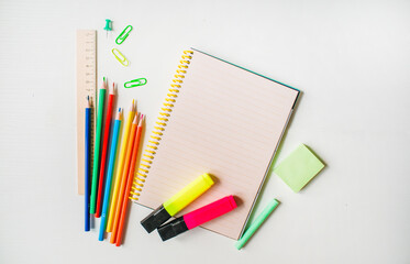 Fototapeta premium school stationery colorful and bright pencils back to school